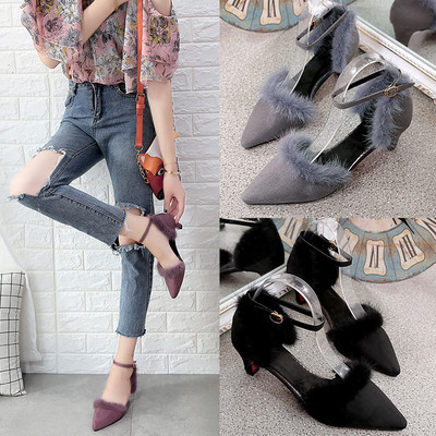 岸森尖頭貂毛單鞋 3厘米細跟，演繹秋冬優(yōu)雅與性感